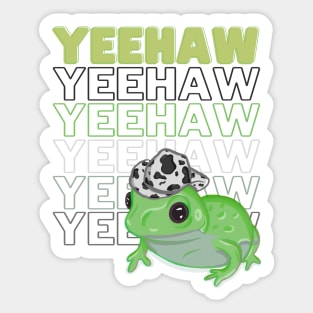 Yeehaw Green Frog Sticker